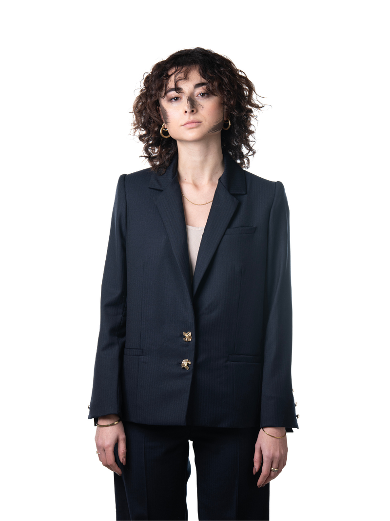 Ensemble Capital Maison Rollet – tailleur complet demi-mesure femme, laine REDA Super 130's, Ardèche